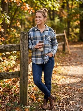 Prana soft flannel top; women’s size small